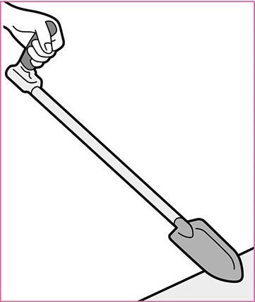 An illustration of a long-handled trowel.