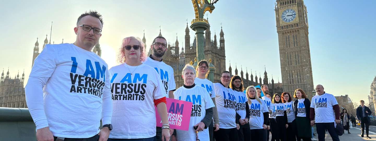 Versus Arthritis team standing outside Parliament