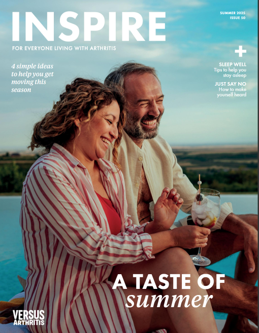 Front cover of Inspire magazine with two people outside holding hands