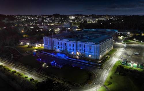 National Library in Wales lit up blue for World Arthritis Day