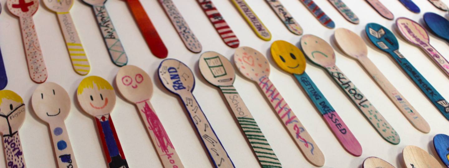 Colourful decorated wooden spoons 