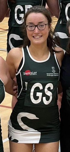 Georgia wearing her Swansea netball outfit