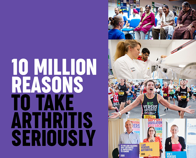 Images of people living with arthritis and text that reads '10 million reasons to take arthritis seriously'